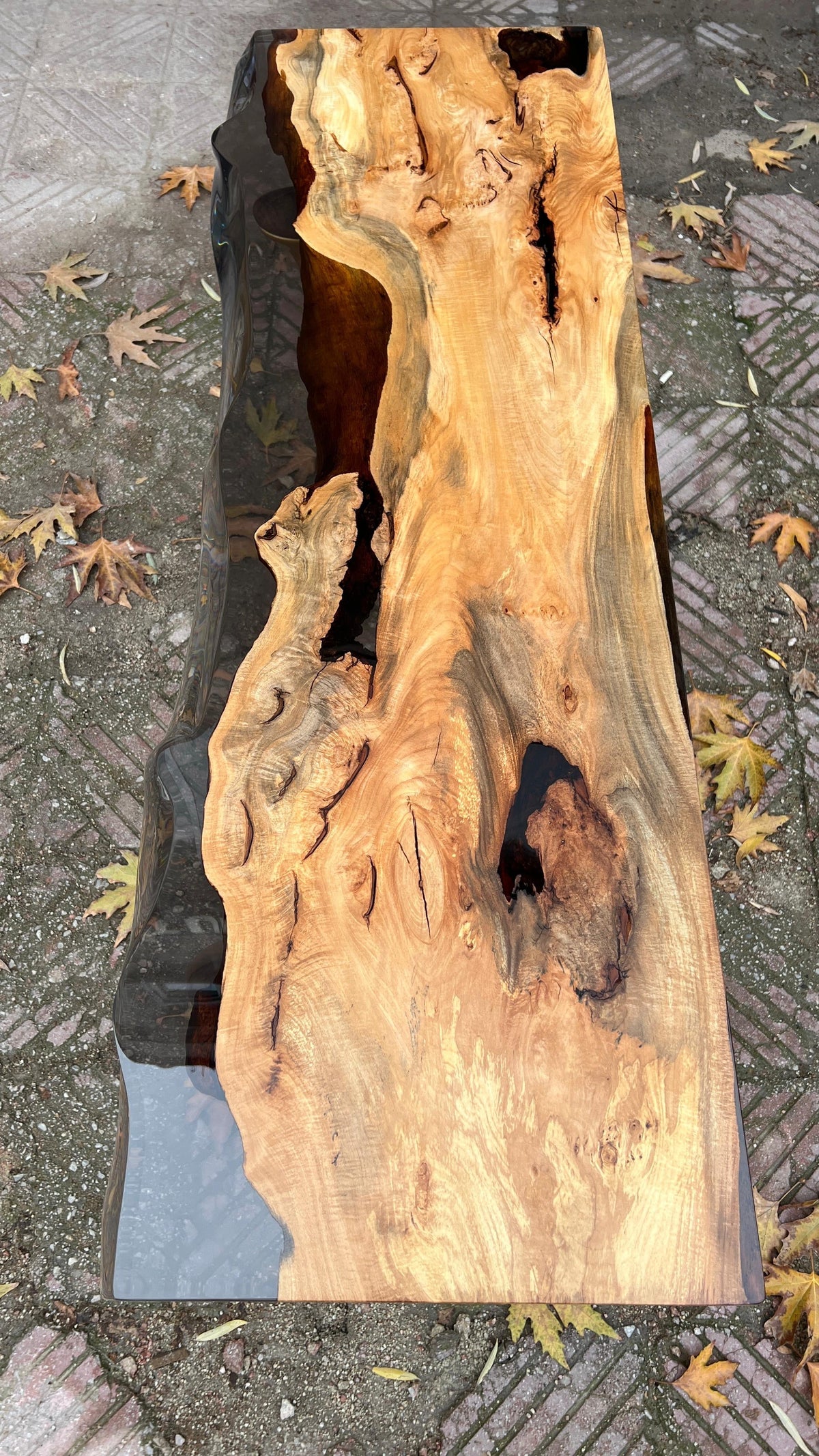 Resin Live Edge Console Table Made of Linden Wood - Foyer Table- Entryway Table, photo 13 of 13