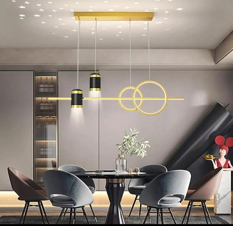 Modern Linear Led Pendant Light,dimmable Led Chandelier With Spotlights by Selzalot