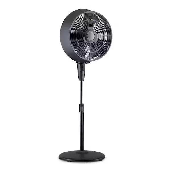 Open Box Newair 18 in. 3-Speed Wide-Angle Oscillating Outdoor Misting Fan and Pedestal Fan for Cool Down 500 sq. ft. - Black by Selzalot