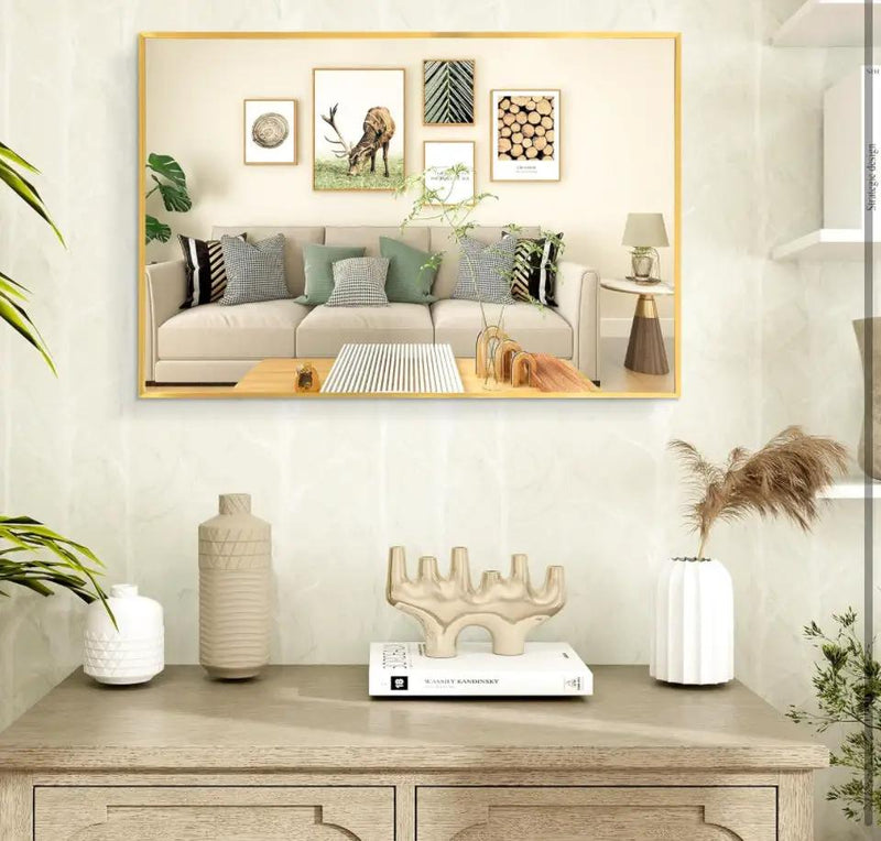 FANYUSHOW Rectangular Wall Mirror with Gold Metal Frame, 24X36 Inch Rectangle Mirror, Gold Bathroom Vanity Mirror Farmhouse, Anti-Rust, Tempered Glass by Selzalot