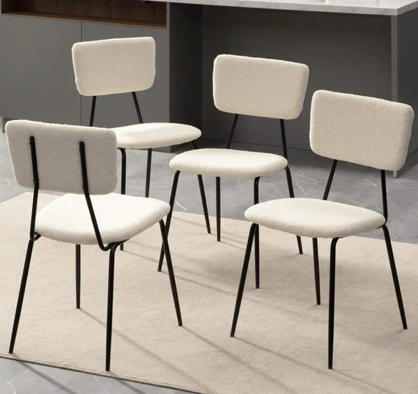 Bacyion Dining Room Chairs Set of 2 - Modern Boucle Fabric Kitchen Chairs, Dining Chairs with Metal Legs for Dining Room, Kitchen, Living Room
