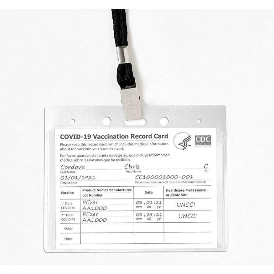 Avery CDC Vaccine Card Holders and Lanyards, 4" x 3", Landscape, 5 Prepunched ID Card Holders and Lanyards (02913)e by Selzalot