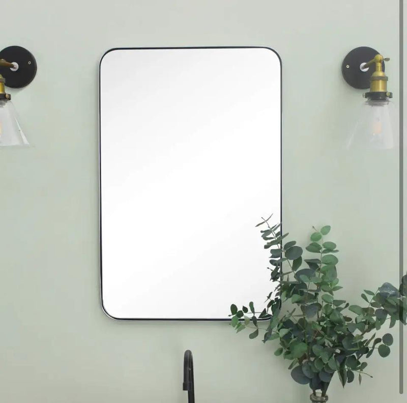 GRACTO 20x30 inch Chrome Stainless Steel Metal Framed Bathroom Mirror Wall Mounted Rounded Rectangular Bathroom Vanity Mirror by Selzalot