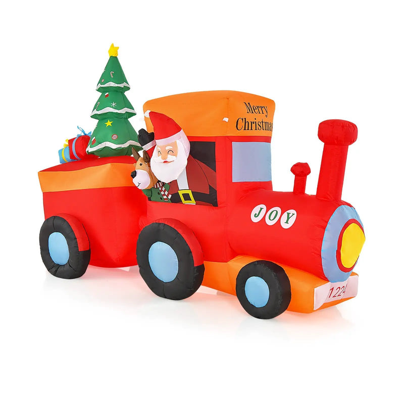8.6 Feet Lighted Christmas Inflatable Train with Santa Claus Deer by DirectDeals