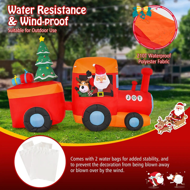 8.6 Feet Lighted Christmas Inflatable Train with Santa Claus Deer by DirectDeals