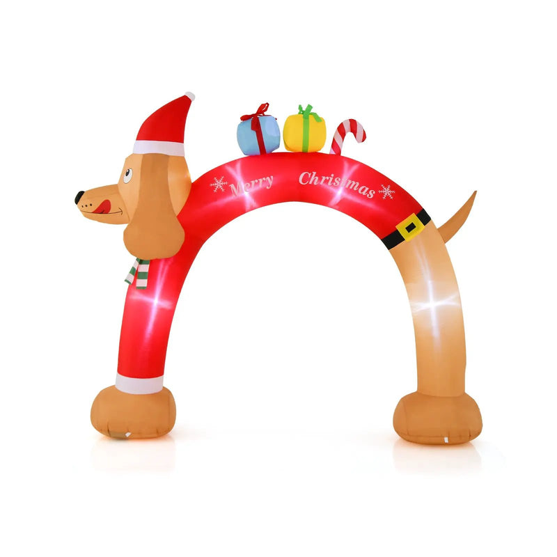 8 Feet Lighted Inflatable Christmas Dachshund Arch with Air Blower by DirectDeals