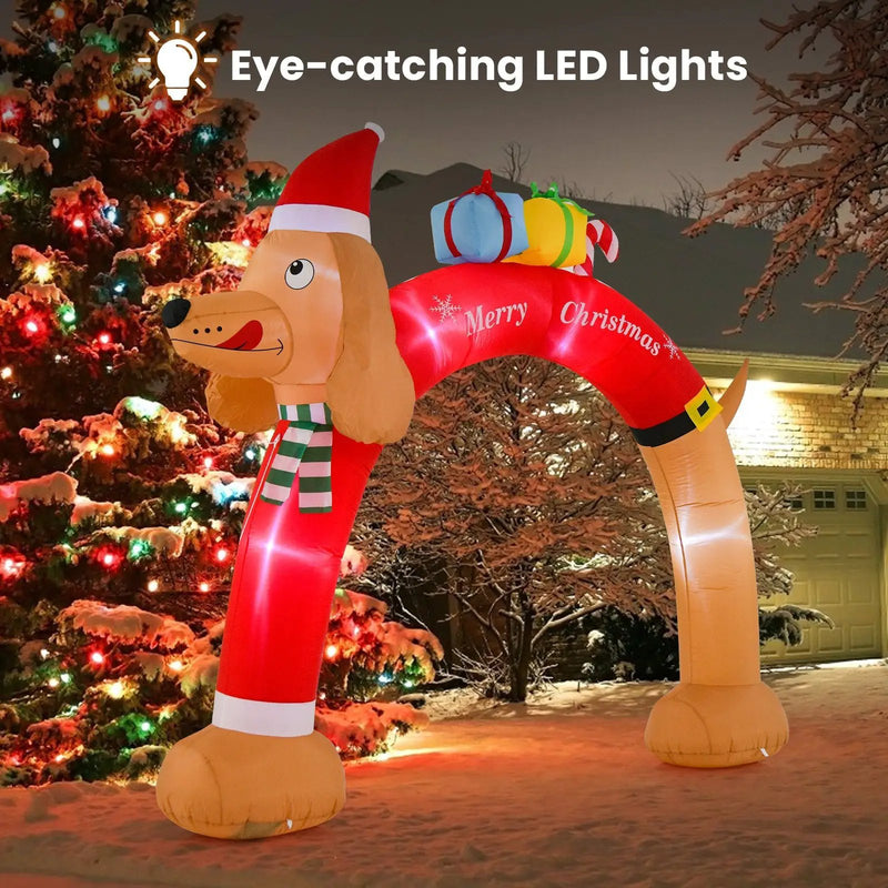 8 Feet Lighted Inflatable Christmas Dachshund Arch with Air Blower by DirectDeals