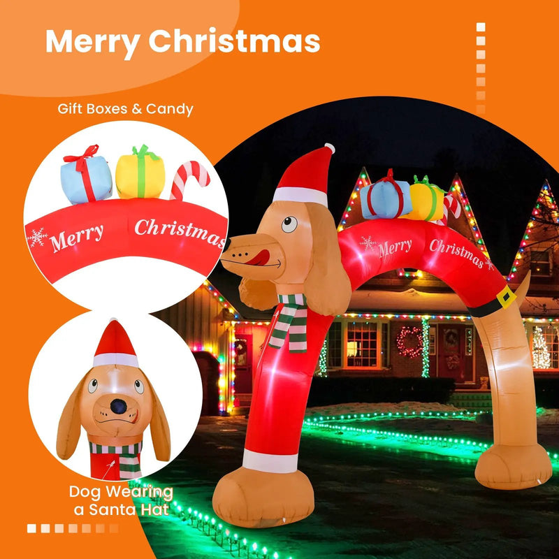 8 Feet Lighted Inflatable Christmas Dachshund Arch with Air Blower by DirectDeals
