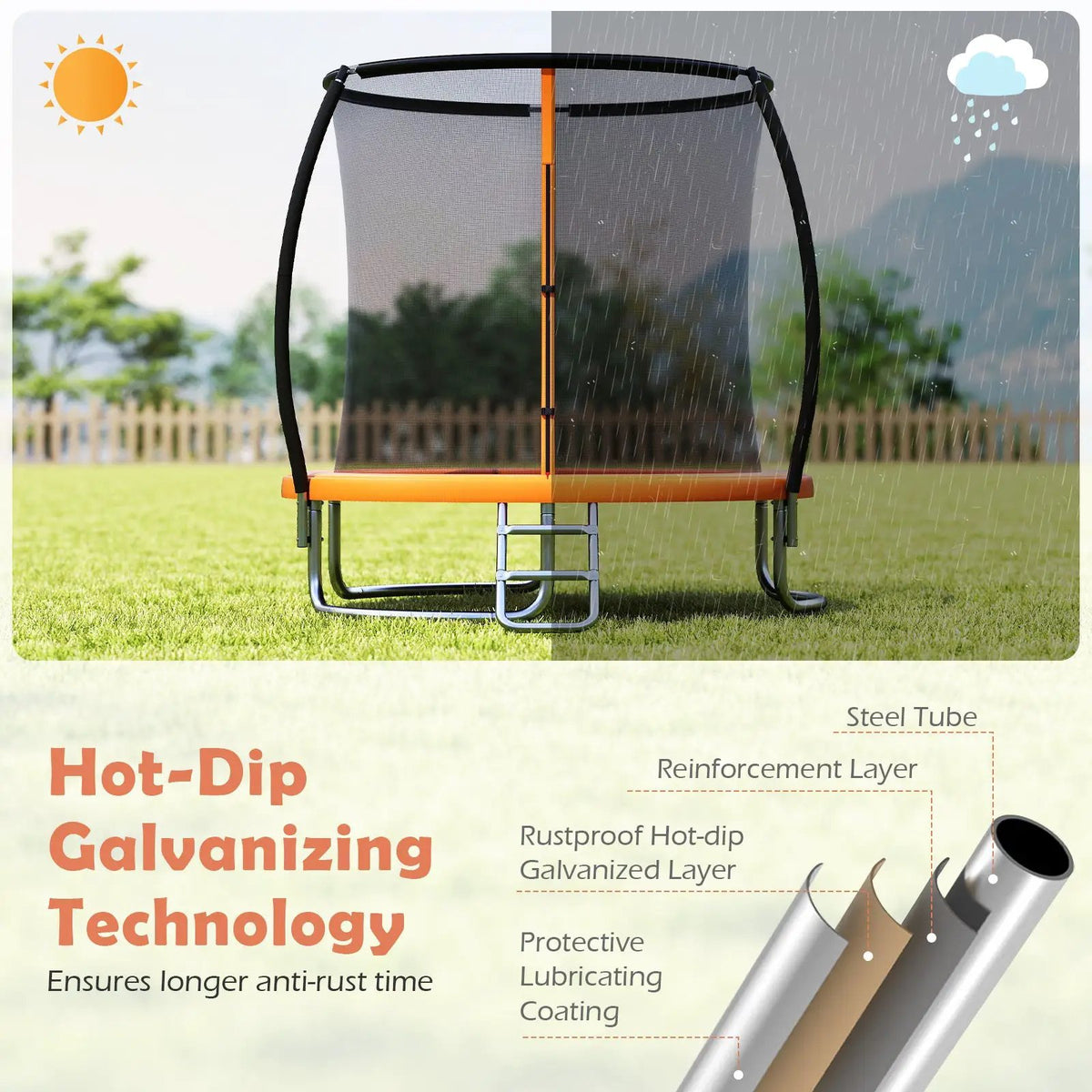 8FT Outdoor Heavy-Duty Recreational Trampoline by DirectDeals