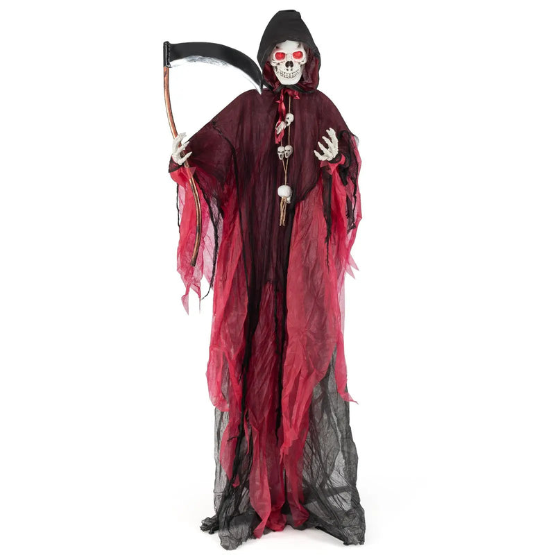 8 Feet Halloween Standing Grim Reaper with Terrifying Sounds and Lighted Eyes by DirectDeals