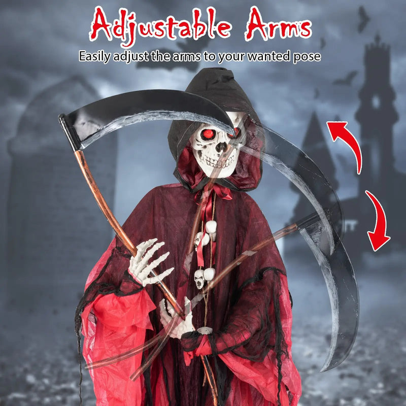 8 Feet Halloween Standing Grim Reaper with Terrifying Sounds and Lighted Eyes by DirectDeals