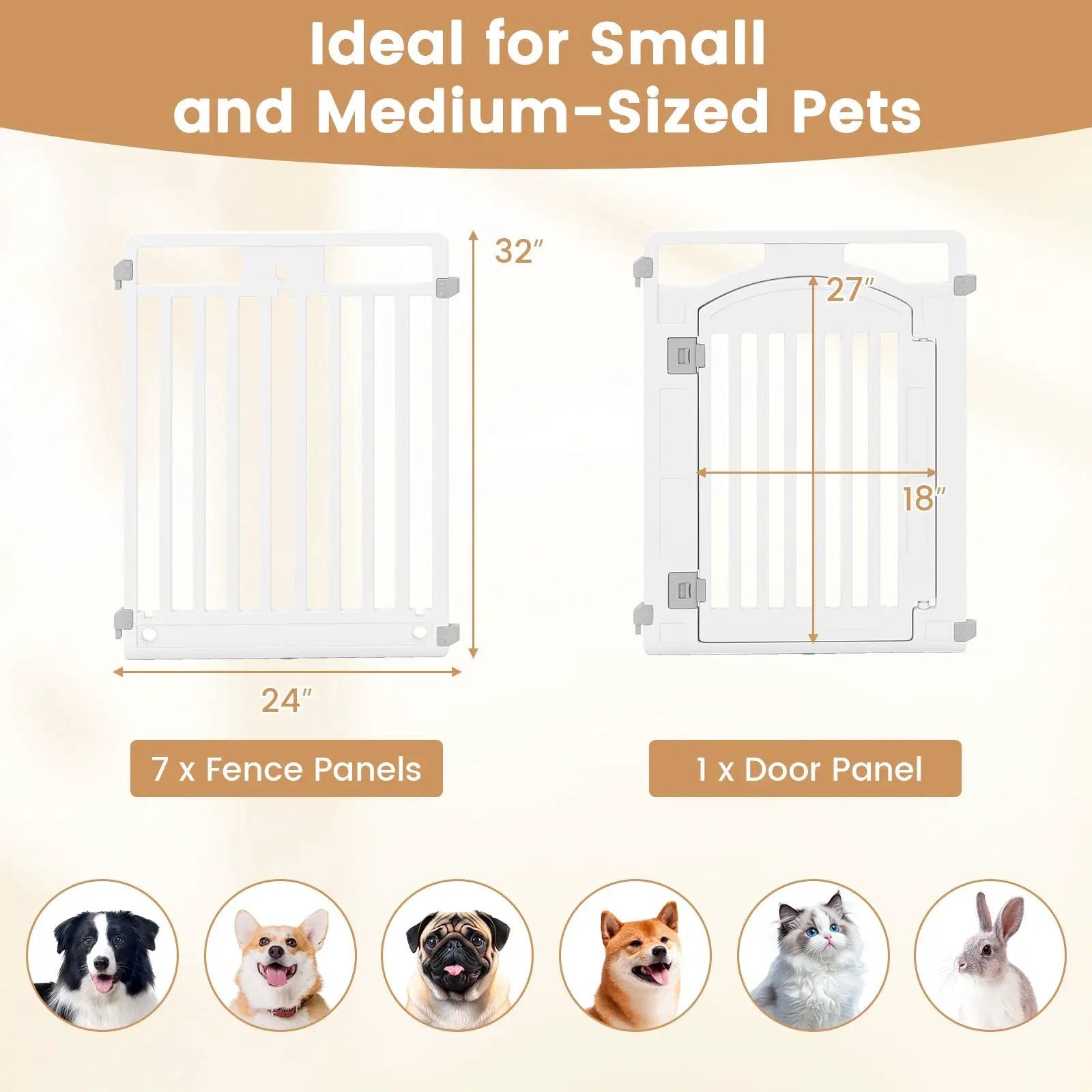 8-Panel Tall Plastic Dog Fence Indoor Outdoor Puppy Pen with Locking Door-White by DirectDeals