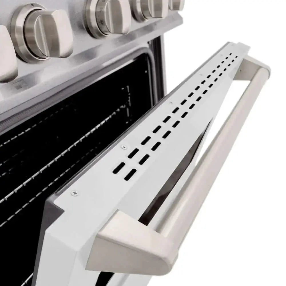 ZLINE 30"Classic Gas Range, Convection Gas Oven, DuraSnow® Stainless Steel, White Matte Door CGRS-WM-30 by Farmhouse Kitchen and Bath