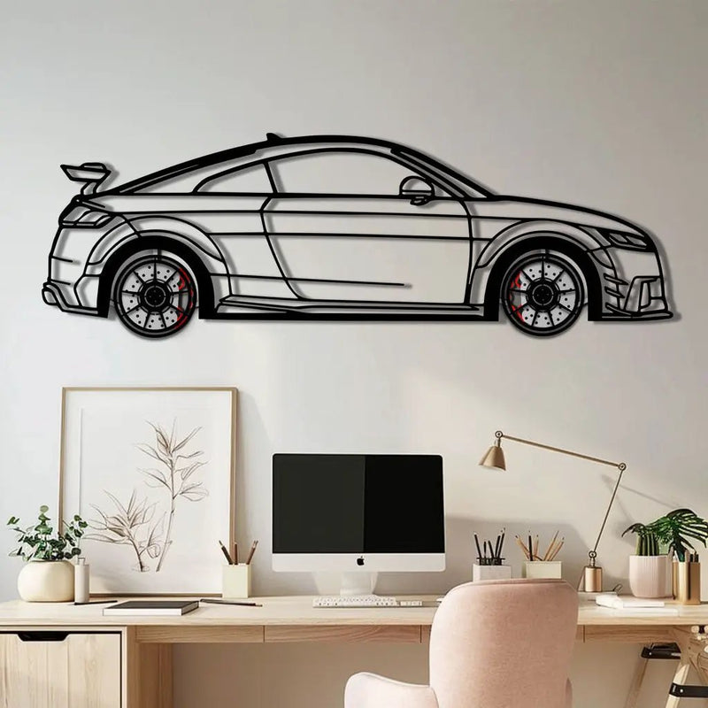 Audi TT Metal Car Wall Art with Rotating Wheels - Iconic Sports Coupe Silhouette Decor - Interactive Automotive Wall Art- KAFMEKA099 by Enova Art