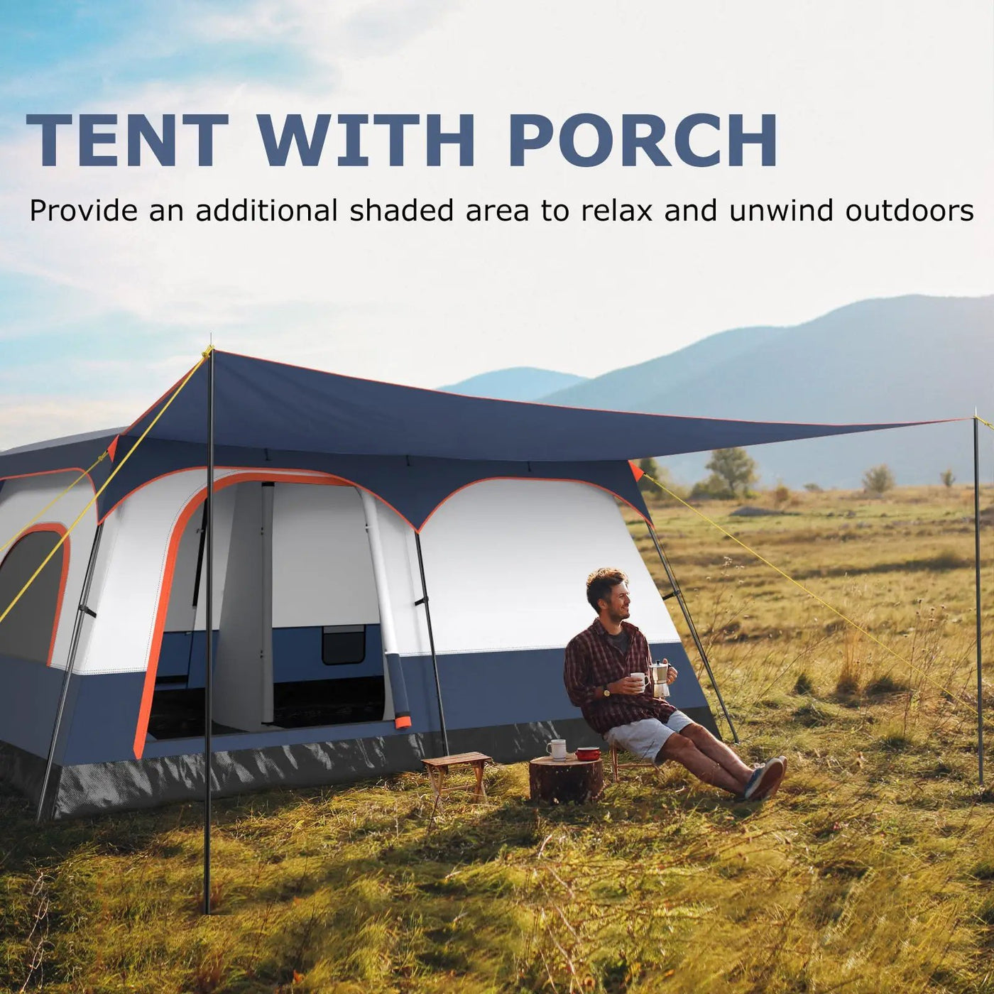 8-10 Person Camping Tent with Double Rooms and 2 Doors by DirectDeals