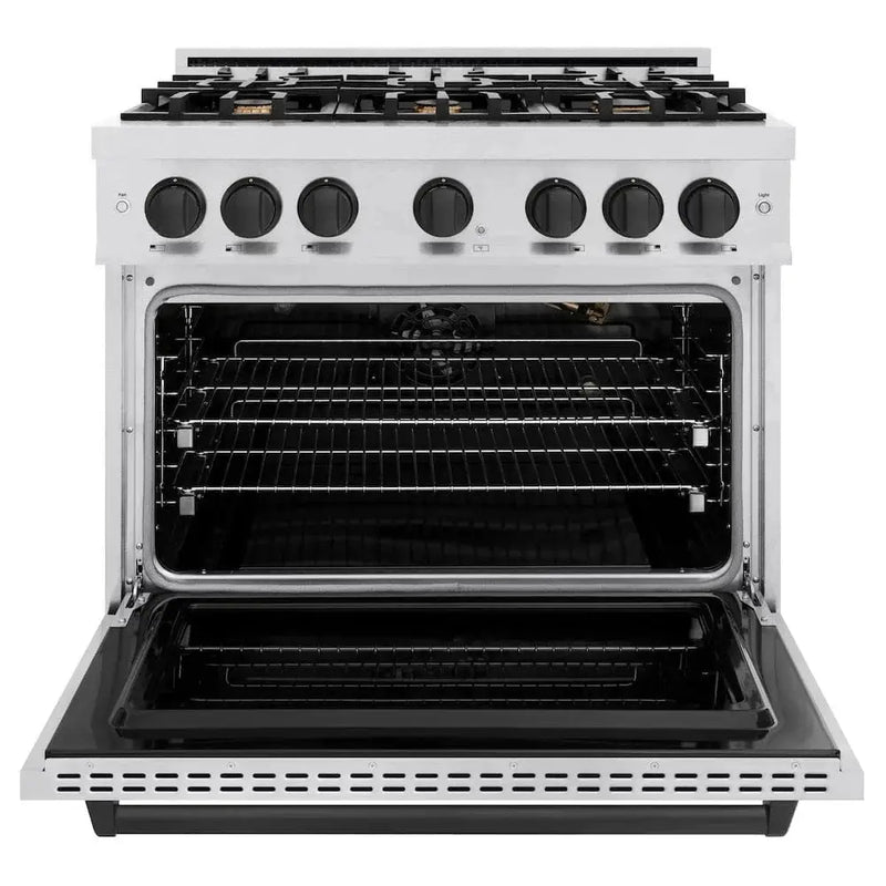 ZLINE 36"Classic Gas Range, Convection Gas Oven, DuraSnow® Stainless Steel, Matte Black CGRSZ-36-MB by Farmhouse Kitchen and Bath