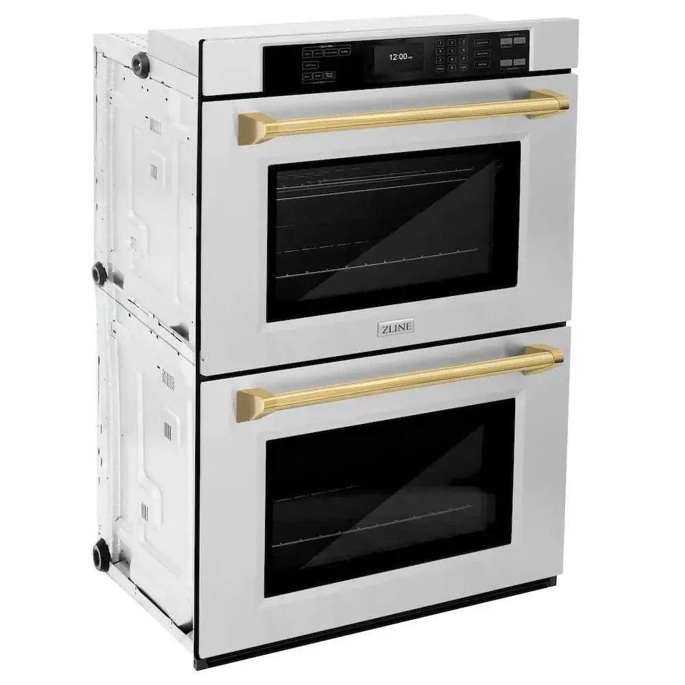 ZLINE 30"Professional True Convection Double Wall Oven, Air Fry, Self Clean, Stainless Steel, Gold WADZ-30-G by Farmhouse Kitchen and Bath