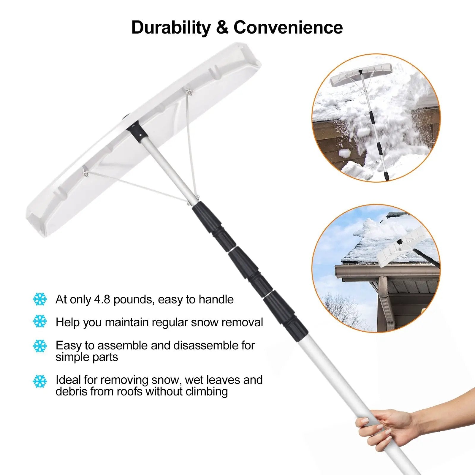21 Feet Aluminum Large Poly Blade Telescoping Snow Roof Rake by DirectDeals