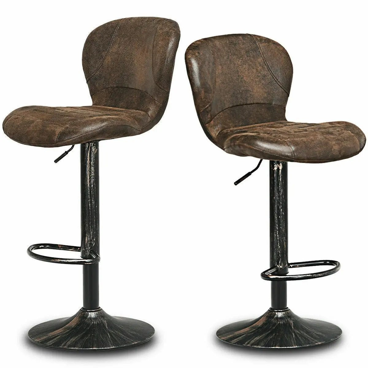 Set of 2 Adjustable Swivel Bar Stools with Hot-Stamping Cloth by DirectDeals