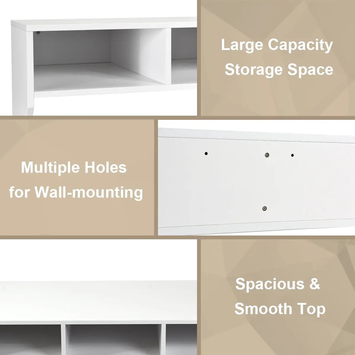 Wall Mounted Floating Computer Table Desk Storage Shelf-White by DirectDeals