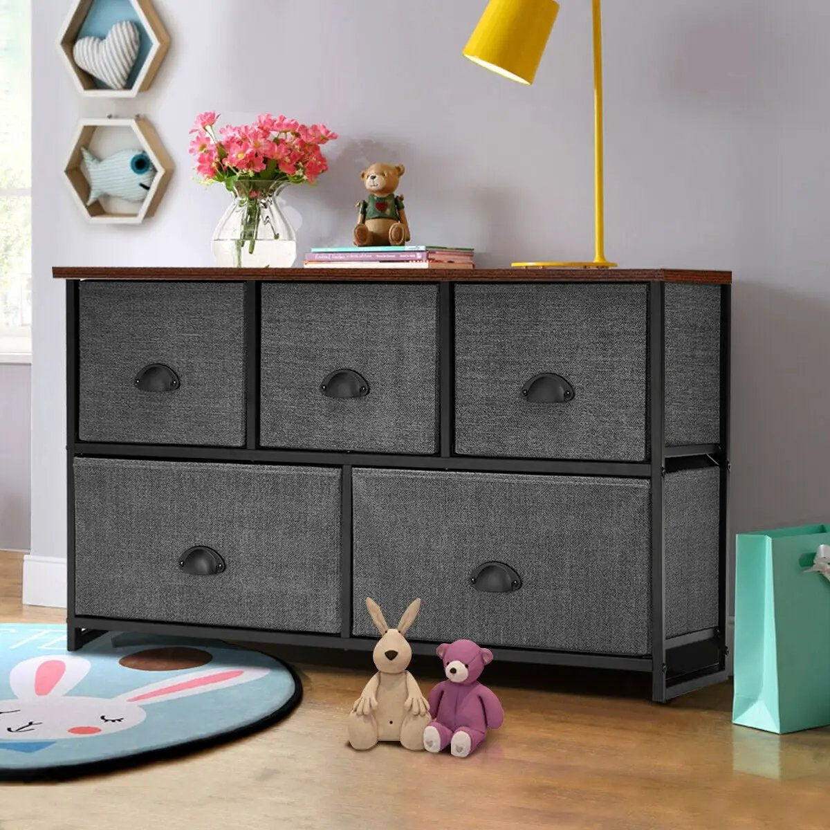 Wood Dresser Storage Unit Side Table Display Organizer by DirectDeals