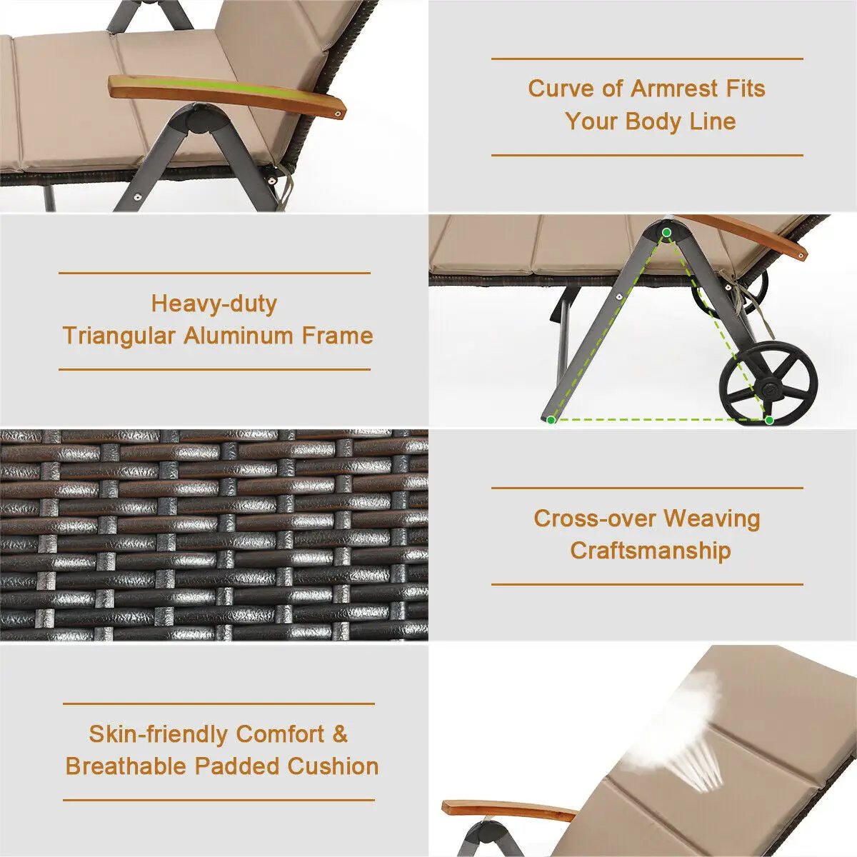 Outdoor Chaise Lounge Chair Rattan Lounger Recliner Chair by DirectDeals