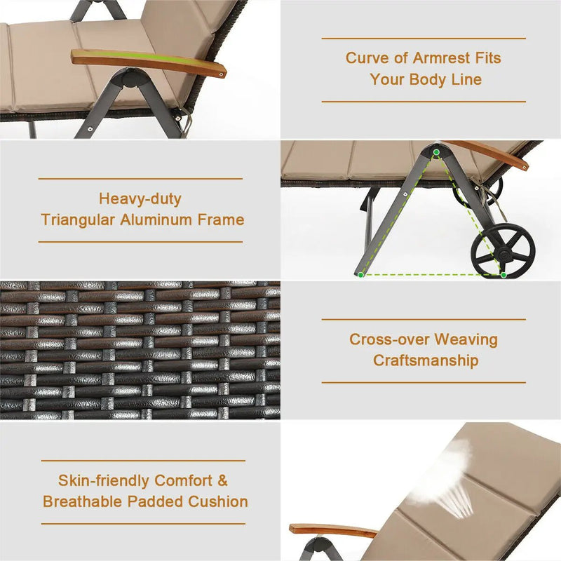 Outdoor Chaise Lounge Chair Rattan Lounger Recliner Chair by DirectDeals