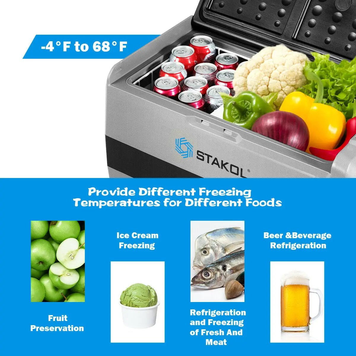 53 Quarts Portable Electric Car Cooler Refrigerator by DirectDeals