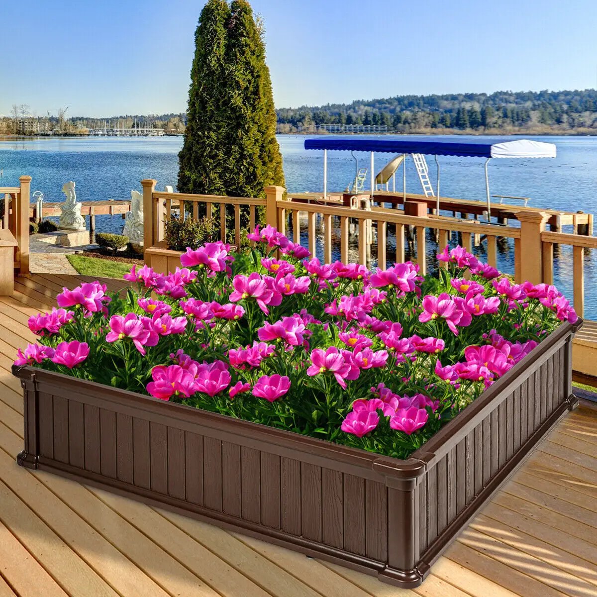 48 Inch Raised Garden Bed Planter for Flower Vegetables Patio by DirectDeals