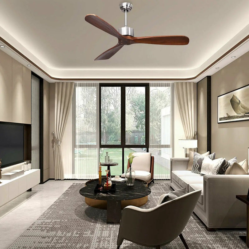 52 Inch Modern Ceiling Fan Indoor Outdoor Brushed Nickel Finish with Remote by DirectDeals