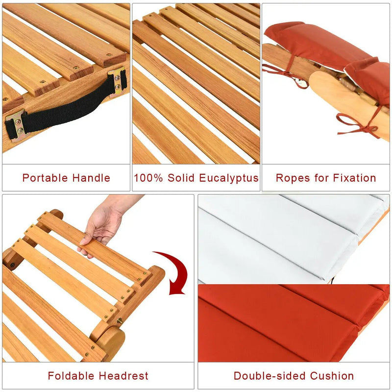 Folding Patio Lounge Chair with Double-Sided Cushioned Seat by DirectDeals