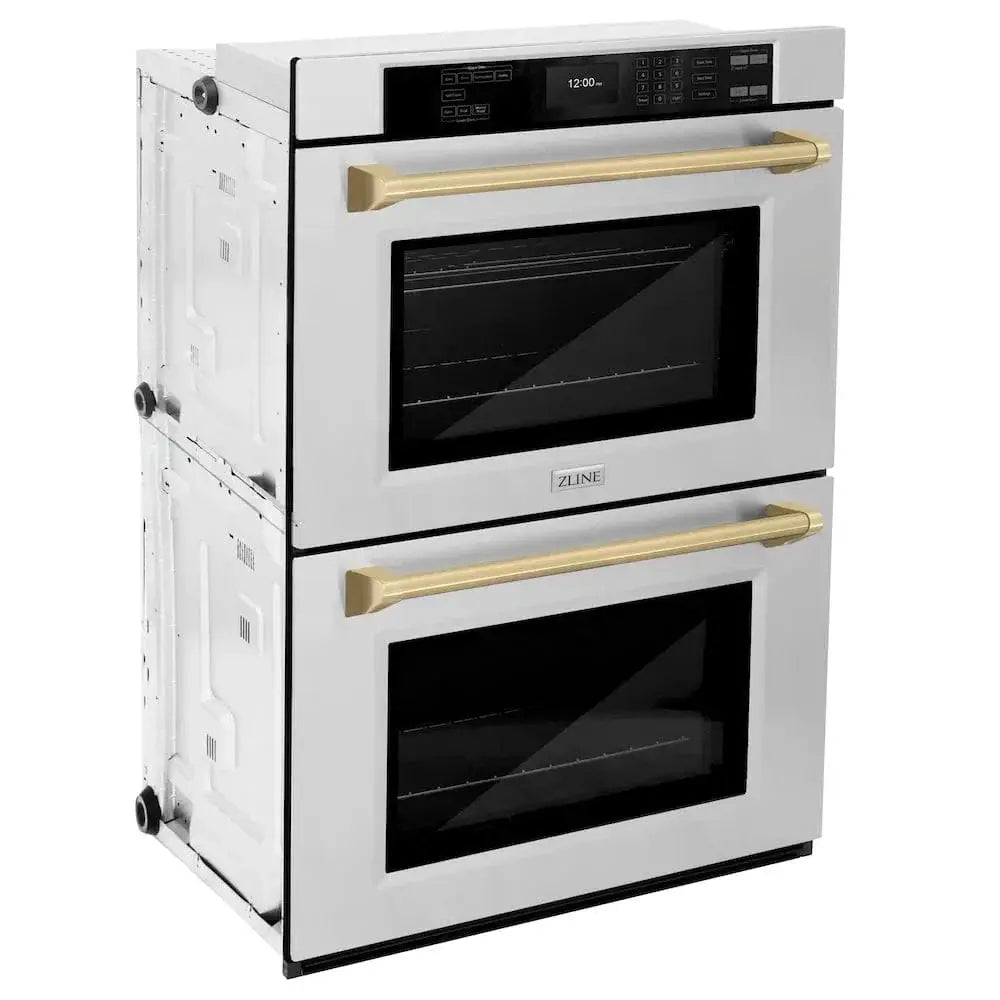 ZLINE 30"Professional True Convection Double Wall Oven, Air Fry, Self Clean, Stainless Steel, Champagne Bronze WADZ-30-CB by Farmhouse Kitchen and Bath