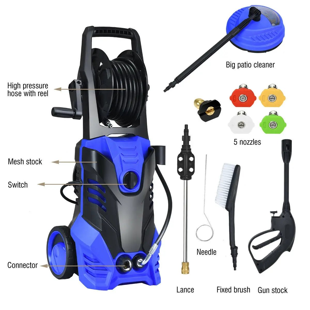 3000 PSI Electric High Pressure Washer With Patio Cleaner by DirectDeals