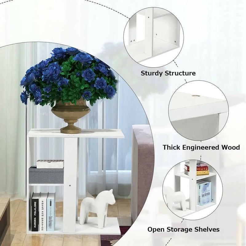 3-Tier Narrow Side Table with Storage Shelf by DirectDeals