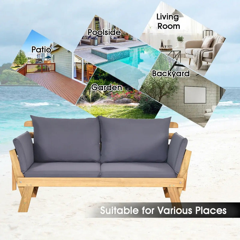 Adjustable Patio Convertible Sofa with Thick Cushion by DirectDeals