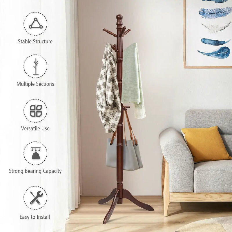 Entryway Height Adjustable Coat Stand with 9 Hooks by DirectDeals