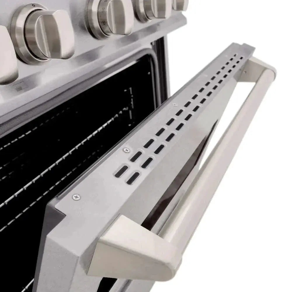 ZLINE 30" Dual Fuel Range, Gas Cooktop, Electric Convection Oven DuraSnow® Stainless Steel, Brass Burners CDRS-BR-30 by Farmhouse Kitchen and Bath