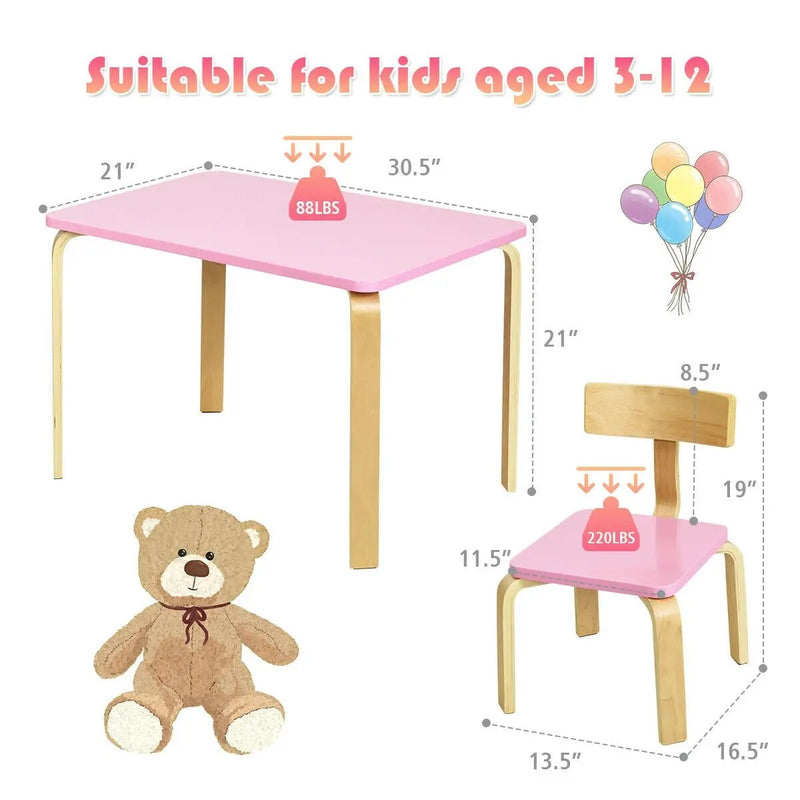 3 Piece Kids Wooden Activity Table and 2 Chairs Set by DirectDeals