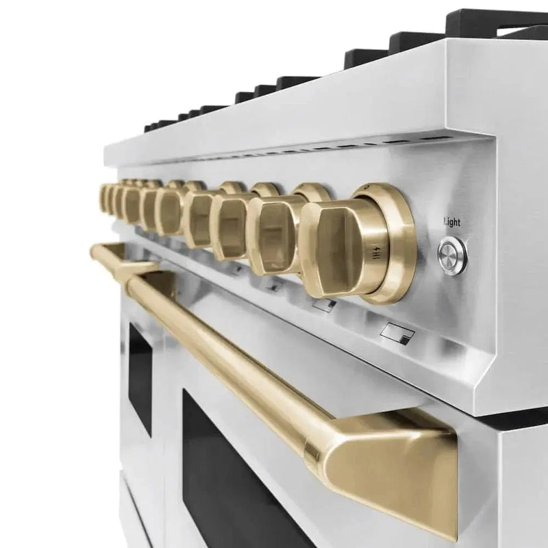 ZLINE 48" Classic Gas Range, Convection Gas Oven Stainless Steel, Champagne Bronze CGRZ-48-CB by Farmhouse Kitchen and Bath