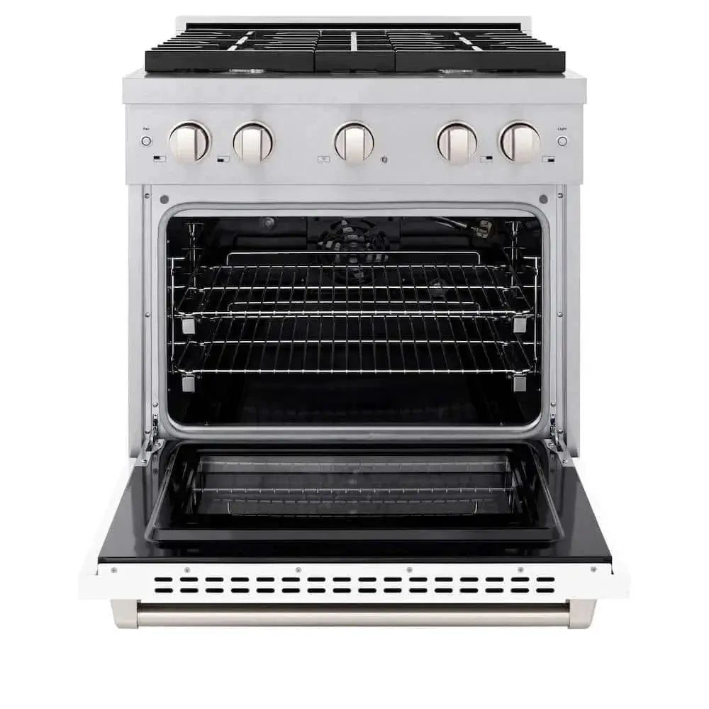 ZLINE 30"Gas Range, Convection Gas Oven , DuraSnow® White Matte, SGRS-WM-30 by Farmhouse Kitchen and Bath
