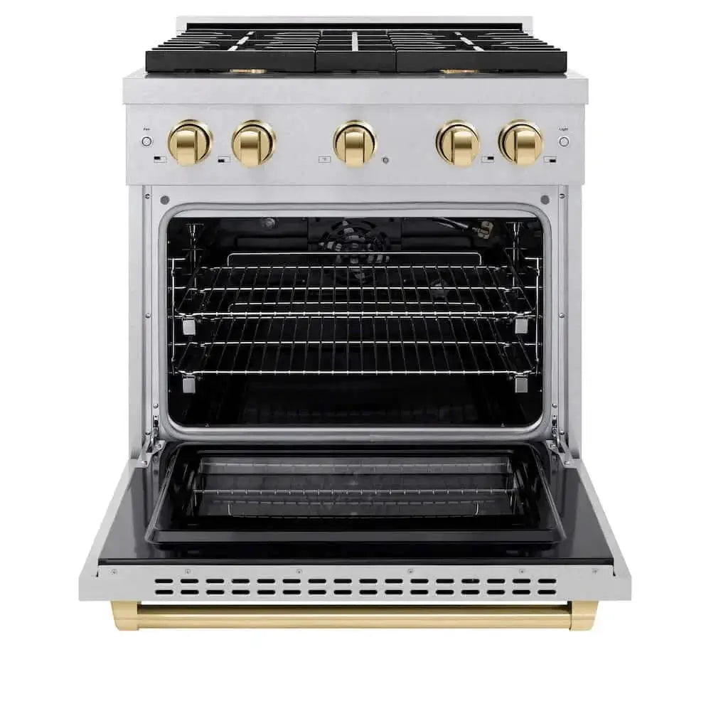 ZLINE 30"Gas Range, Convection Gas Oven , DuraSnow® Gold, SGRSZ-30-G by Farmhouse Kitchen and Bath
