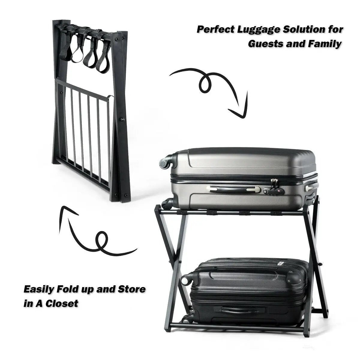 Set of 2 Folding Metal Luggage Rack Suitcase by DirectDeals