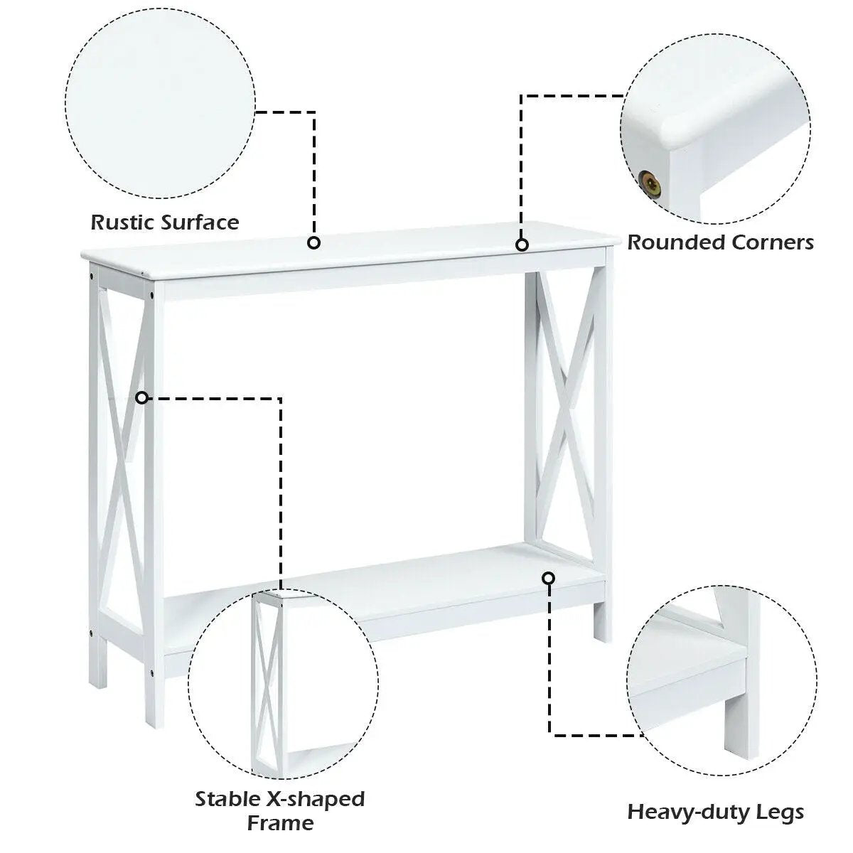 2-Tier Console X-Design Sofa Side Accent Table by DirectDeals