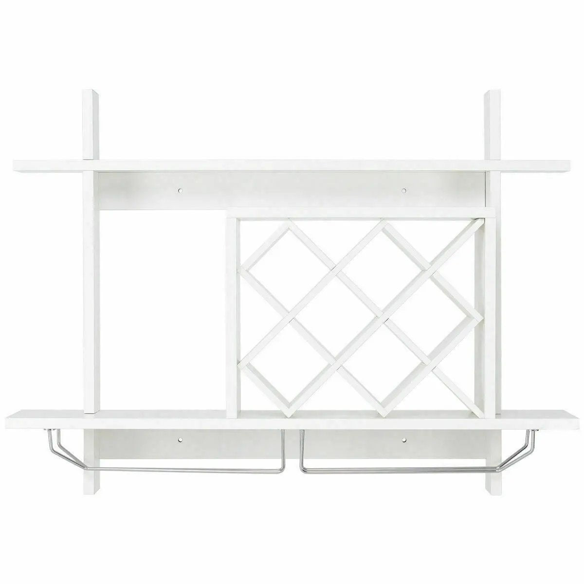 Wall Mount Wine Rack Organizer with Glass Holder Storage Shelf by DirectDeals