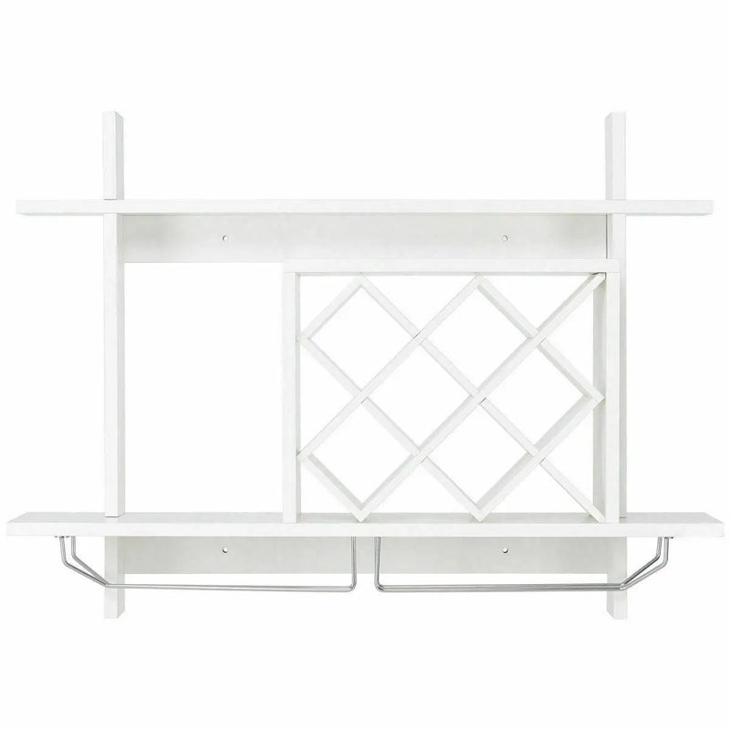 Wall Mount Wine Rack Organizer with Glass Holder Storage Shelf by DirectDeals