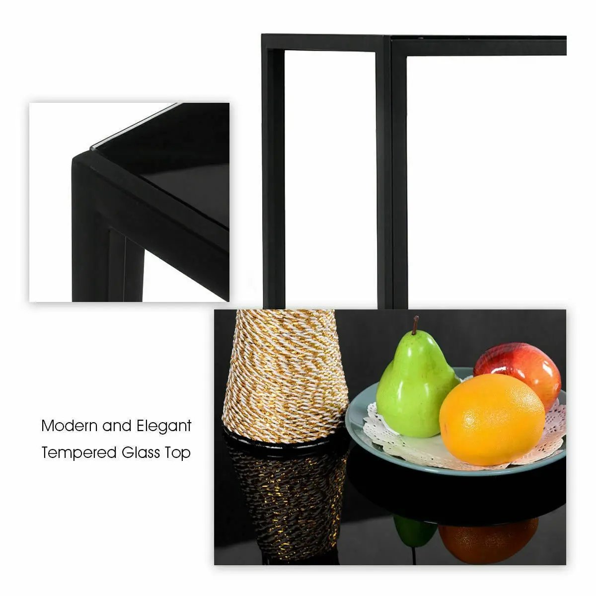 5 Pieces Metal Frame and Glass Tabletop Dining Set by DirectDeals
