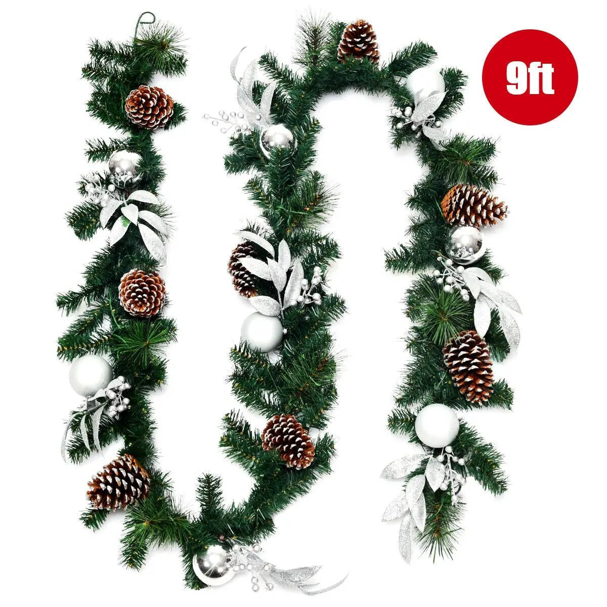 9 Feet Pre-Lit Artificial Christmas Garland with LED Lights by DirectDeals