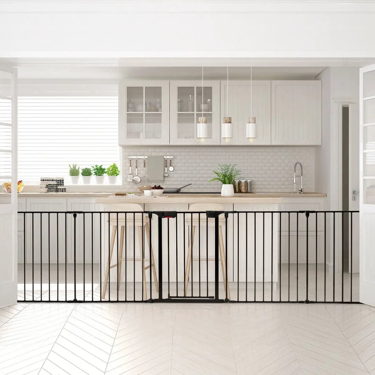 115 Inch Length 5 Panel Adjustable Wide Fireplace Fence by DirectDeals