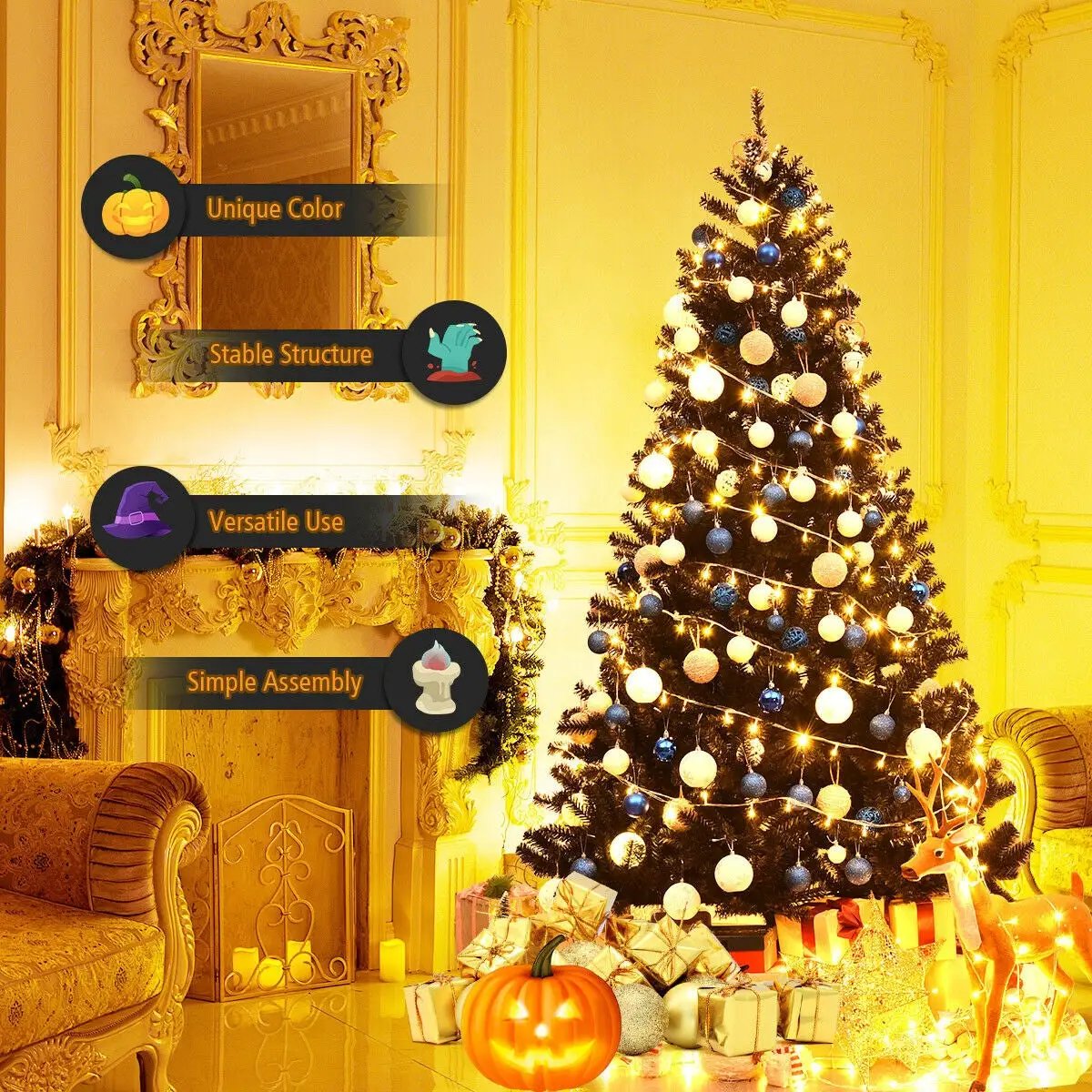 7.5 Feet Hinged Artificial Halloween Christmas Tree by DirectDeals