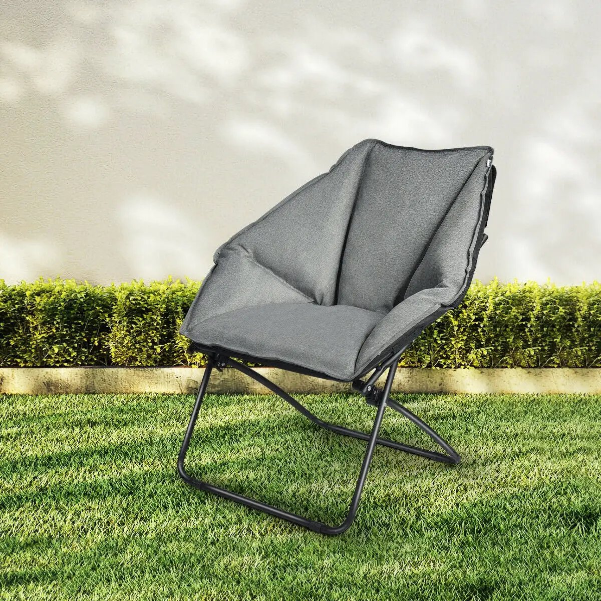 Oversized Foldable Leisure Camping Chair with Sturdy Iron Frame by DirectDeals